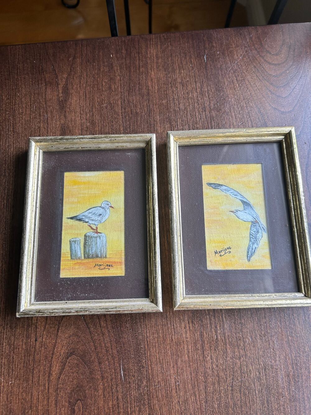 2 original art paintings seagulls Beach House decor